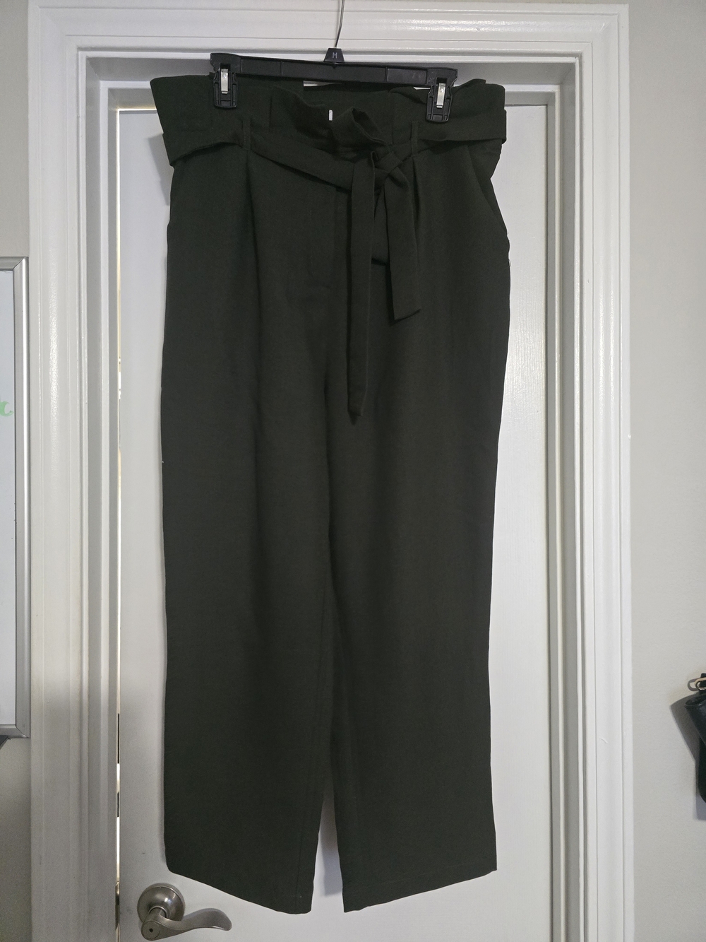 High-Rise Paperbag Wide Leg Pants - Olive